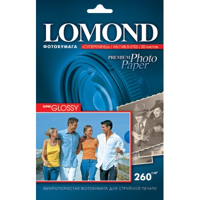 Фотобумага Lomond суперглянцевая (1103102), Super Glossy, 10х15 см, 260 г/м2, 20 л.