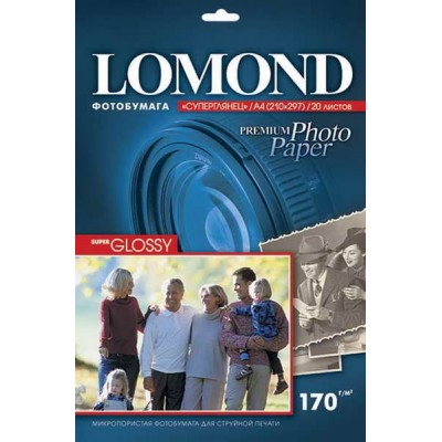 Фотобумага Lomond суперглянцевая (1101101), Super Glossy, A4, 170 г/м2, 20 л.