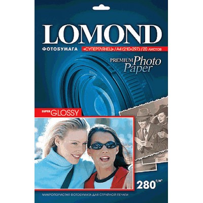 Фотобумага Lomond суперглянцевая (1104101), Super Glossy, A4, 280 г/м2, 20 л.