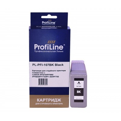 Струйный картридж PL-PFI-107BK для принтеров Canon imagePROGRAF iPF670/iPF680/iPF685/iPF770/iPF780/iPF785 с чернилами на водной основе Black 130 мл ProfiLine