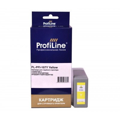 Струйный картридж PL-PFI-107Y для принтеров Canon imagePROGRAF iPF670/iPF680/iPF685/iPF770/iPF780/iPF785 с чернилами на водной основе Yellow 130 мл ProfiLine